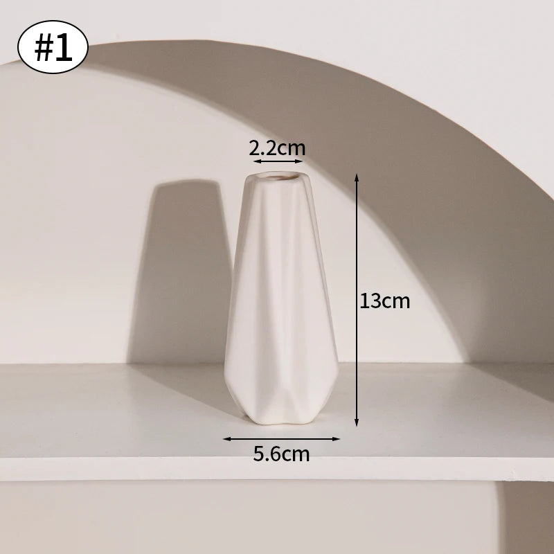 INS Ceramic Vase White Flower Pot Nordic Decorative Vase Dry Flower Vases for Home Living Room Desktop Decor ваза для цветов