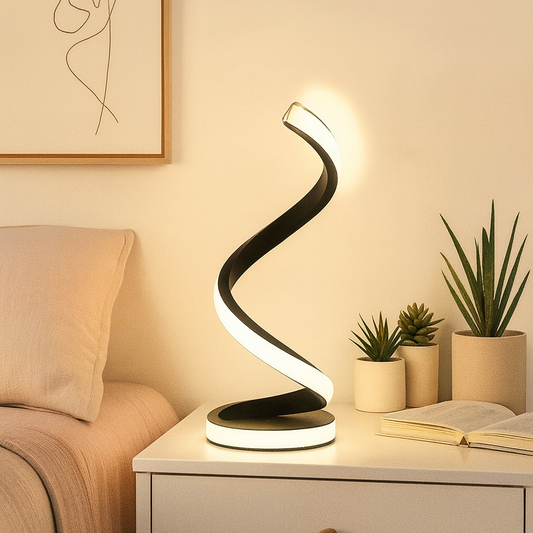 2025 New Modern spiral serpentine desktop LED desk lamp three-speed dimming USB button switch bedroom decorative desk lamp
