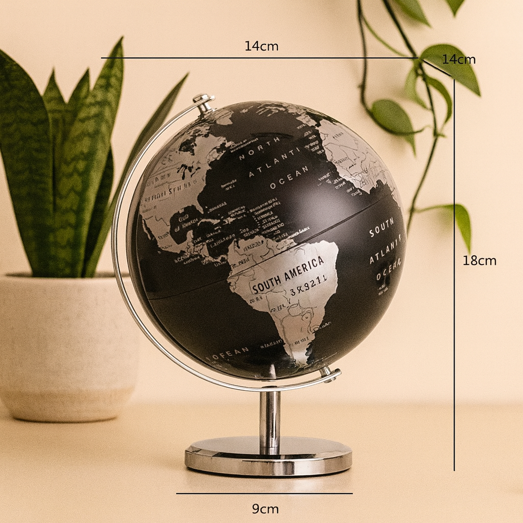 Creative metal rotating globe artwork, suitable for children classroom education learning living room office desktop decoration