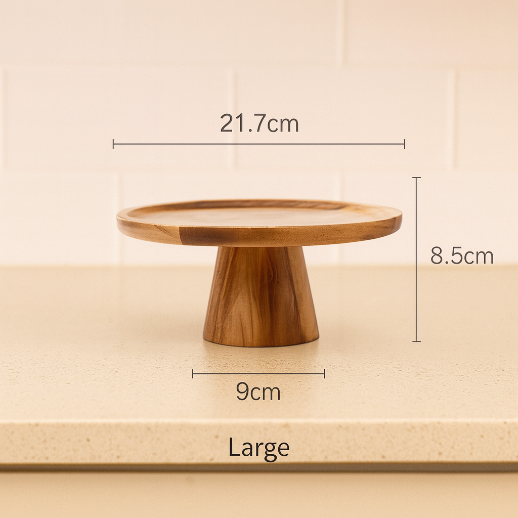 KEMORELA High Stand Wooden Cake Plate Creative Food Serving Trays Eco Natural Wood Dessert Fruit Snack Tray Home Decor