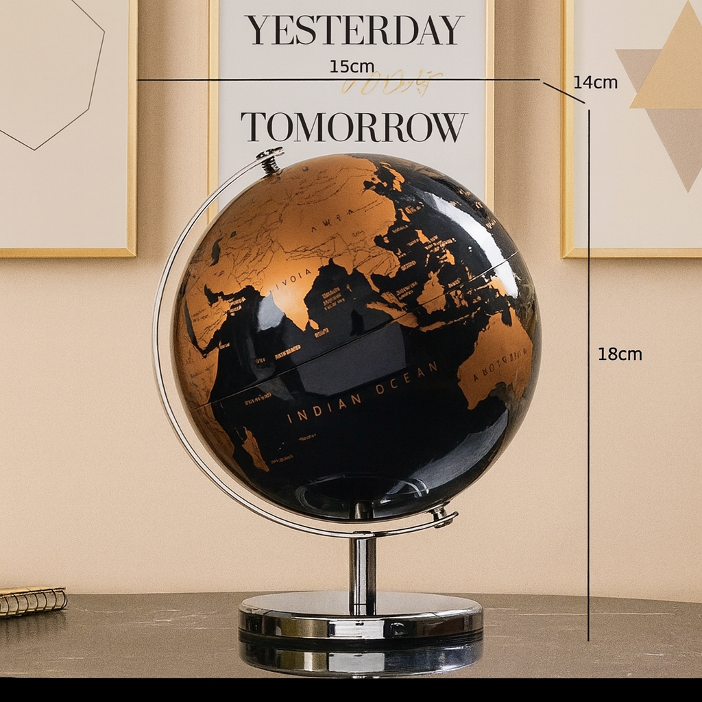 Creative metal rotating globe artwork, suitable for children classroom education learning living room office desktop decoration