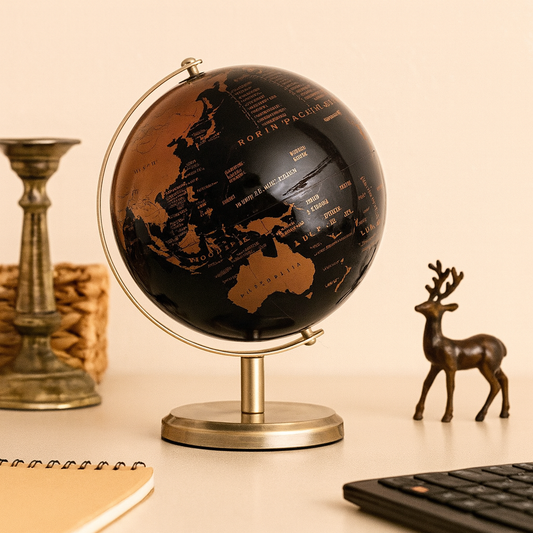 Creative metal rotating globe artwork, suitable for children classroom education learning living room office desktop decoration