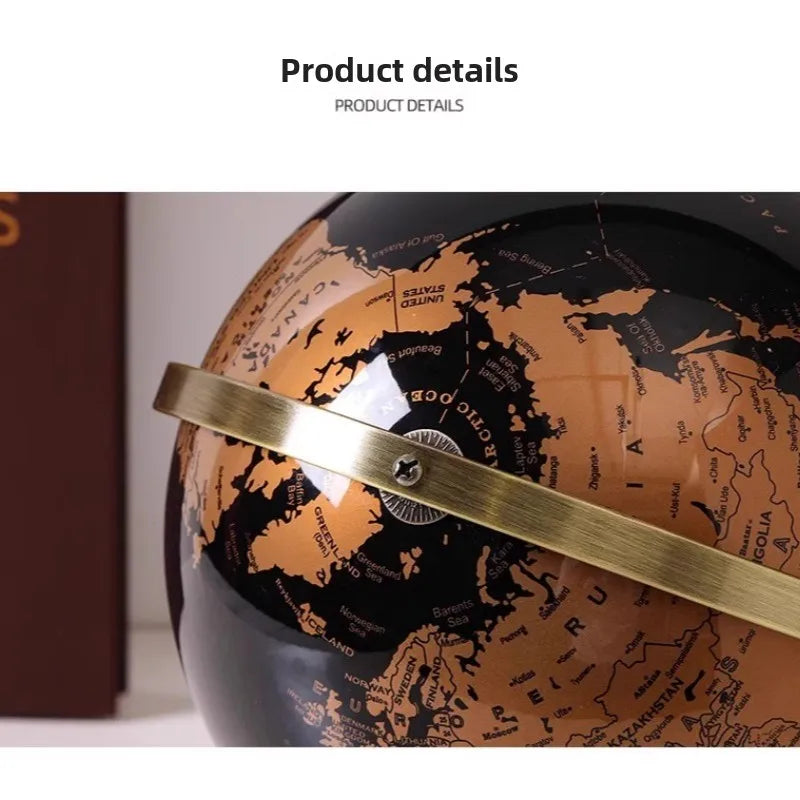 Creative metal rotating globe artwork, suitable for children classroom education learning living room office desktop decoration