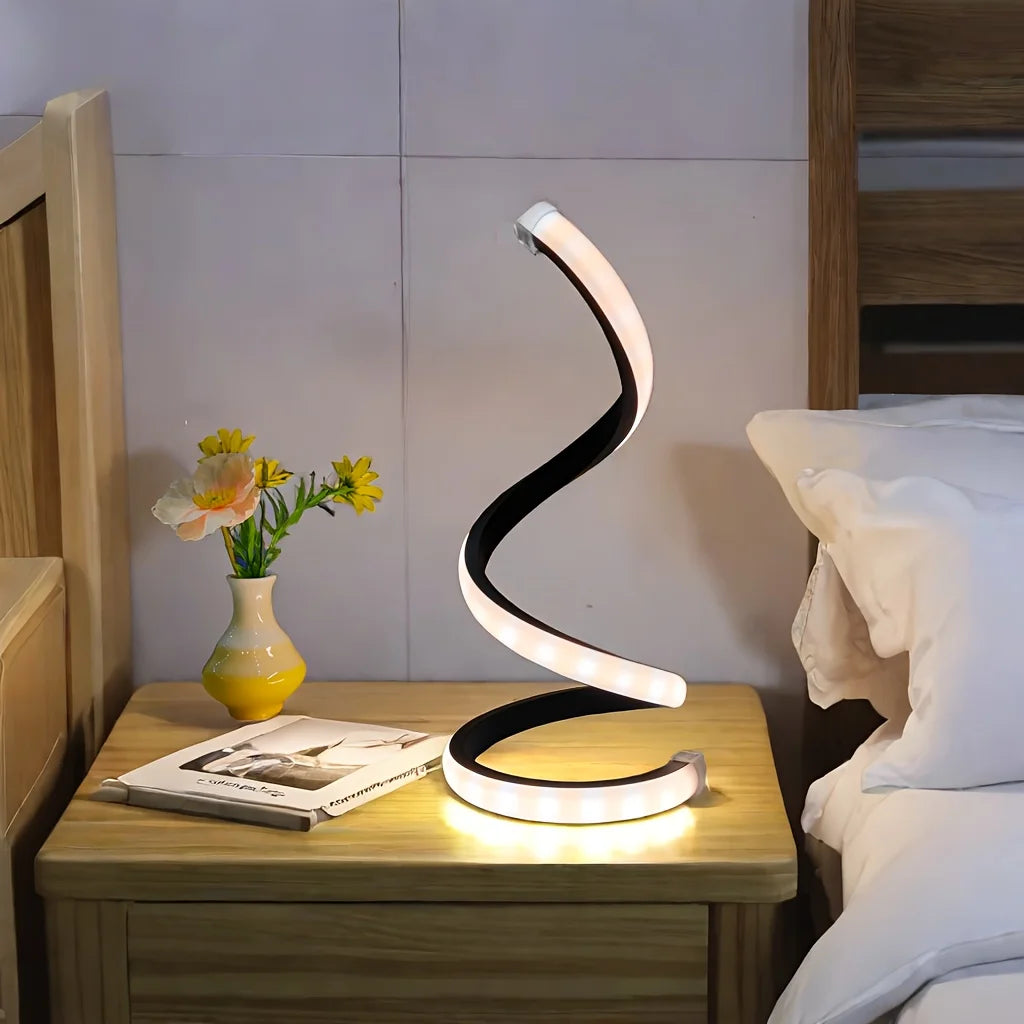 Creative Spiral LED Night Light Dimmable 3 Colors Table Night Lamp for Living Room Office Desk Bedroom Bedside Decor USB Plug in
