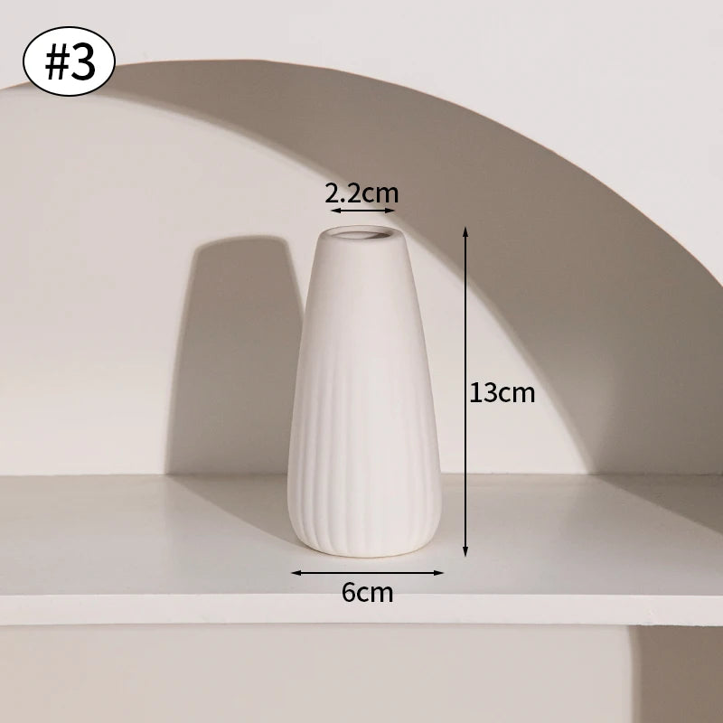 INS Ceramic Vase White Flower Pot Nordic Decorative Vase Dry Flower Vases for Home Living Room Desktop Decor ваза для цветов