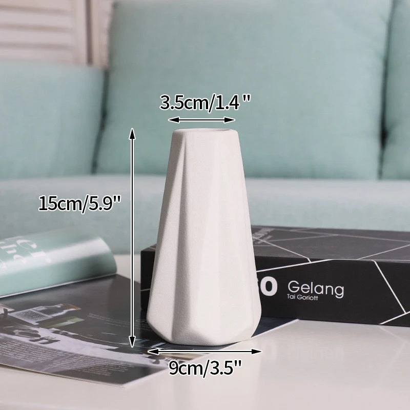 INS Ceramic Vase White Flower Pot Nordic Decorative Vase Dry Flower Vases for Home Living Room Desktop Decor ваза для цветов