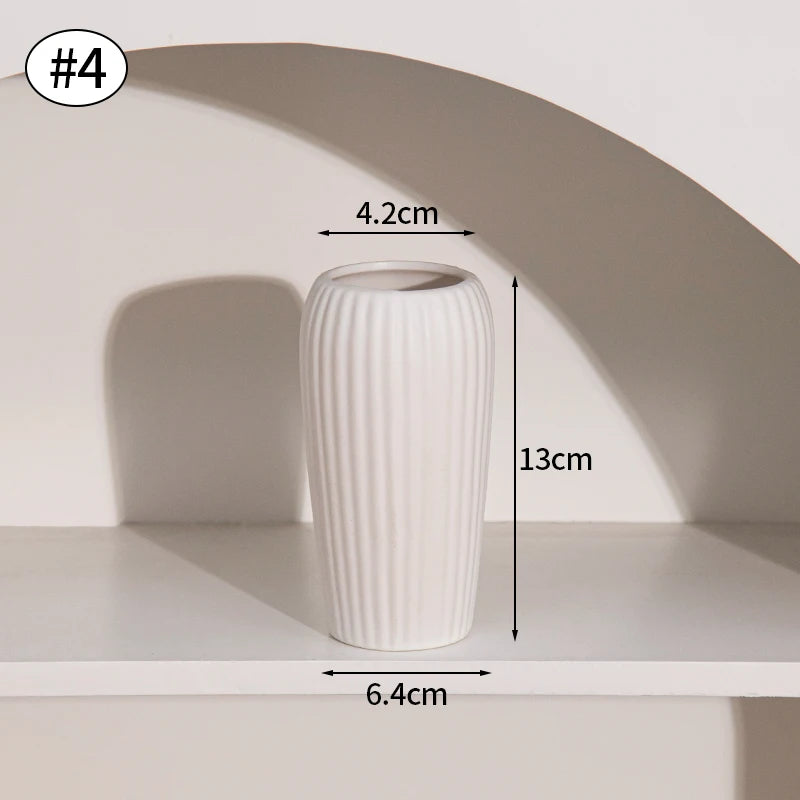 INS Ceramic Vase White Flower Pot Nordic Decorative Vase Dry Flower Vases for Home Living Room Desktop Decor ваза для цветов