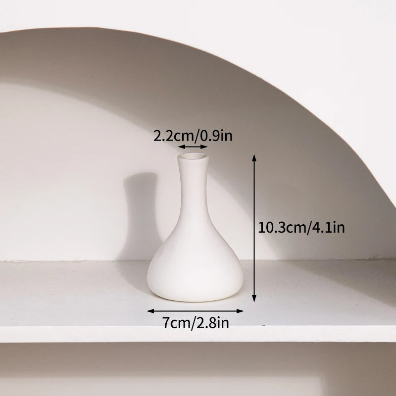 INS Ceramic Vase White Flower Pot Nordic Decorative Vase Dry Flower Vases for Home Living Room Desktop Decor ваза для цветов