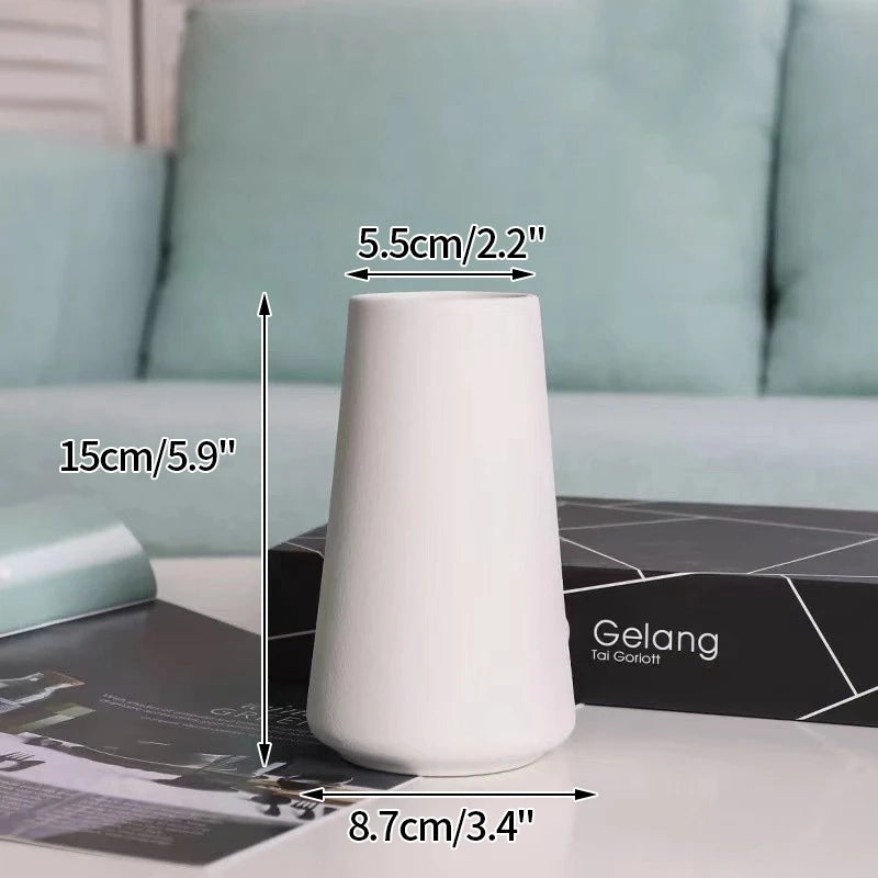 INS Ceramic Vase White Flower Pot Nordic Decorative Vase Dry Flower Vases for Home Living Room Desktop Decor ваза для цветов