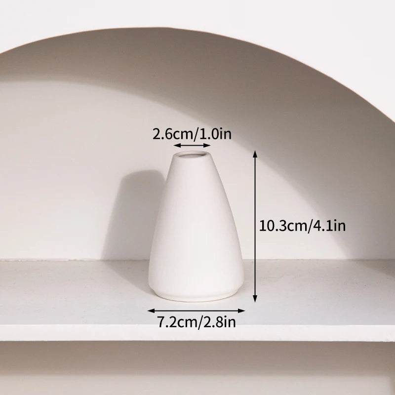 INS Ceramic Vase White Flower Pot Nordic Decorative Vase Dry Flower Vases for Home Living Room Desktop Decor ваза для цветов
