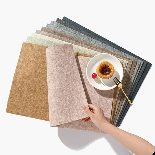 Leather Table Place Mats,Dual-Sided Cloth Pattern Rectangle Placemats for Dining Table Heat-Resistant Waterproof Mats, Placemats