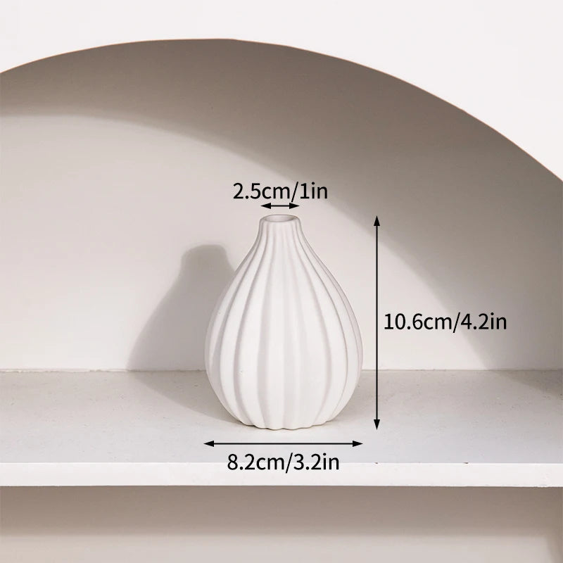 INS Ceramic Vase White Flower Pot Nordic Decorative Vase Dry Flower Vases for Home Living Room Desktop Decor ваза для цветов